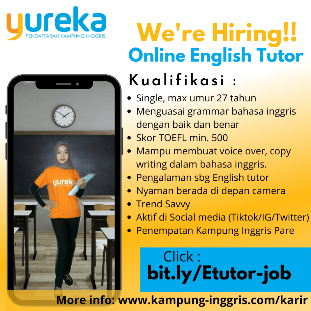 Lowongan Kerja Yureka Maret 2021 - Kampung Inggris Pare